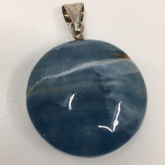 Blue Calcite Sterling Silver wire wrapped Pendant - Picture 11 of 11